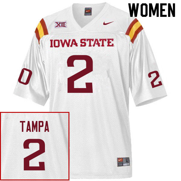 Women #2 T.J. Tampa Iowa State Cyclones College Football Jerseys Sale-White